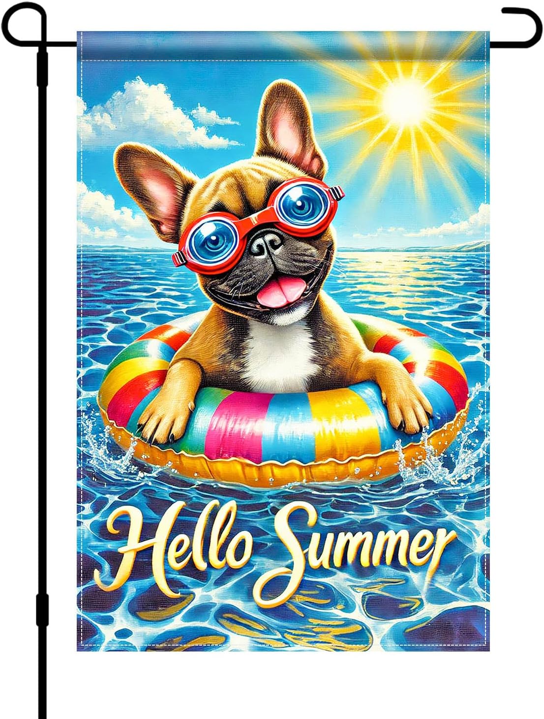 Bandera jardín doble cara 12x18pulg Hello Summer