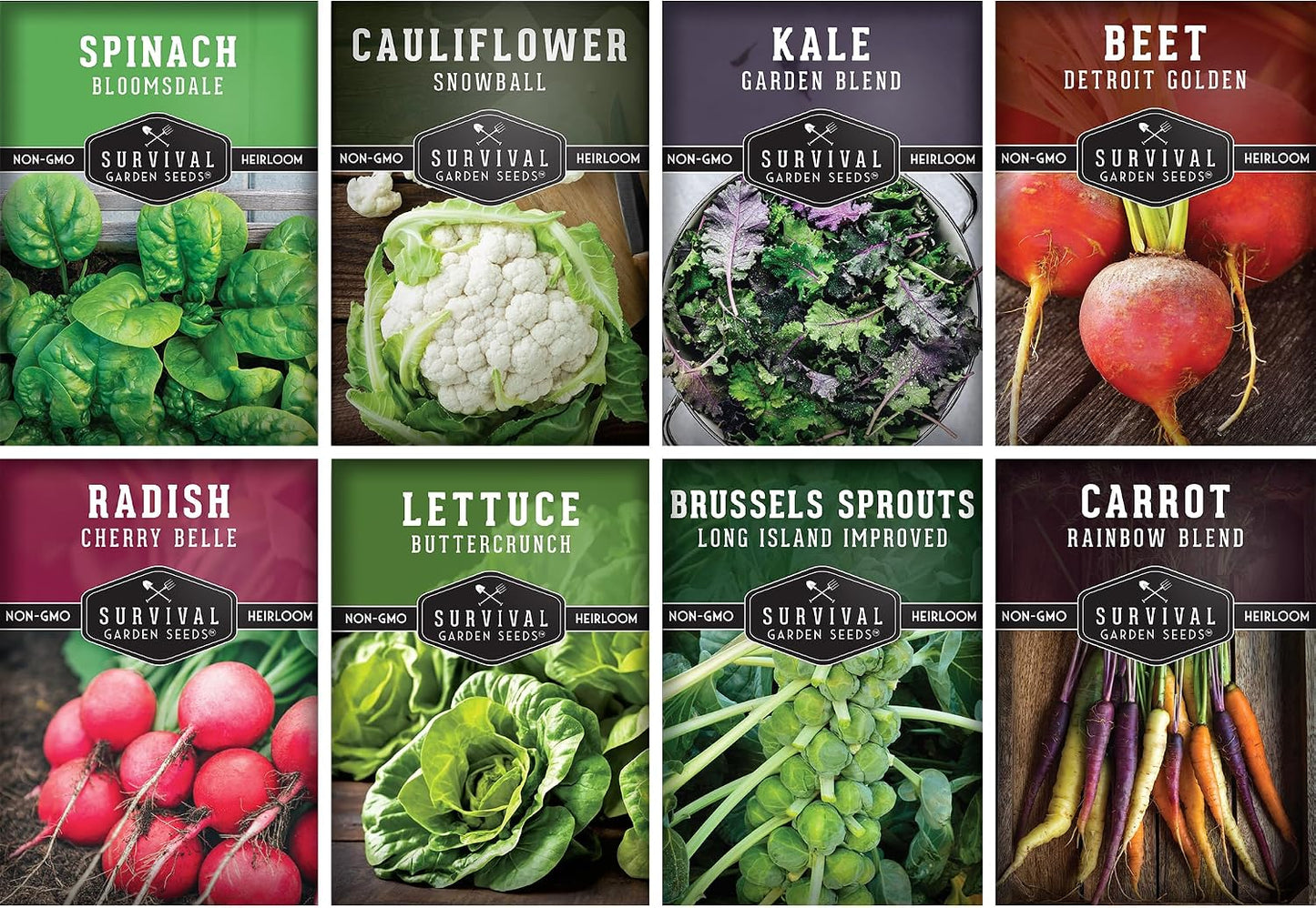 Semillas de verduras otoño e invierno 8 paquetes sin OMG