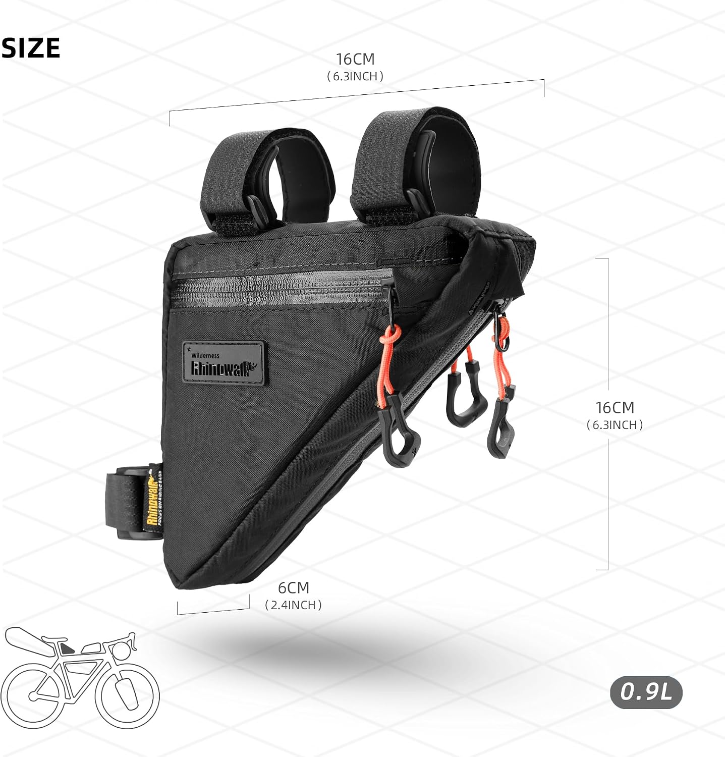 Bolsa frontal bicicleta impermeable 0.9L nylon MTB ciclismo