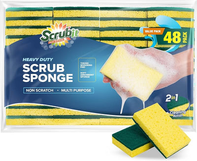48 Esponjas Limpieza Doble Cara para Cocina y Baño Amarillo