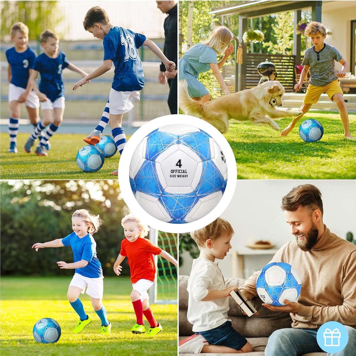 Balón fútbol tamaños 3/4/5 color azul/rosa para niños