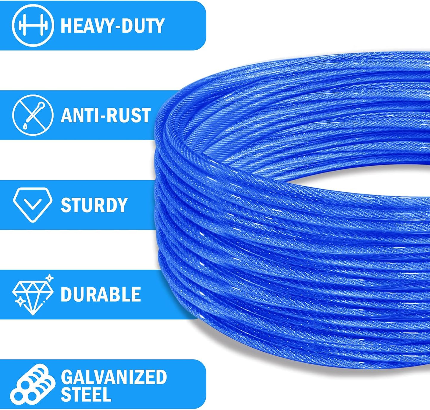 Cuerda para ropa al aire libre 40ft PVC azul con ganchos