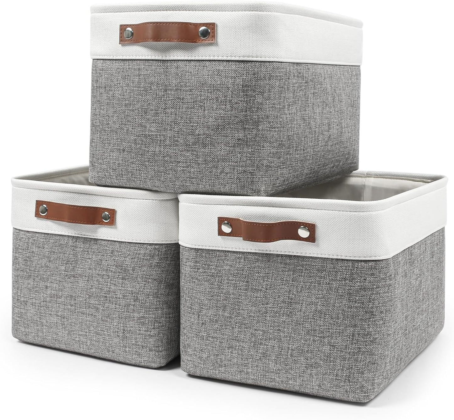 3 Pzas Cestas Lino para Closet Estante Ropa Hogar