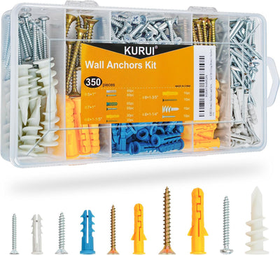 Kit anclajes pared yeso concreto ladrillo 350 pzas 5 tamaños