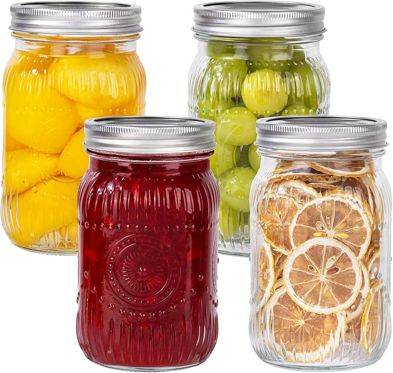 Jarra de Vidrio 32oz Set de 4 Pzas para Cocina y Oficina