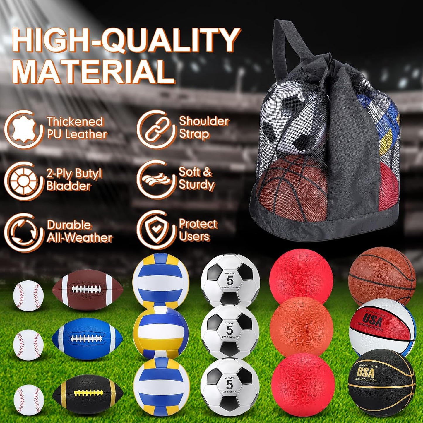 Set 18 Pelotas Deportivas con Bolsa