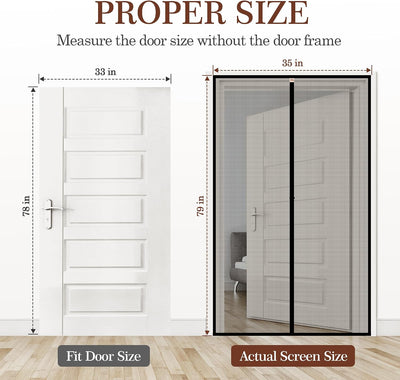 Puerta mosquitera magnética para puerta 33x78pulg entrada sin manos