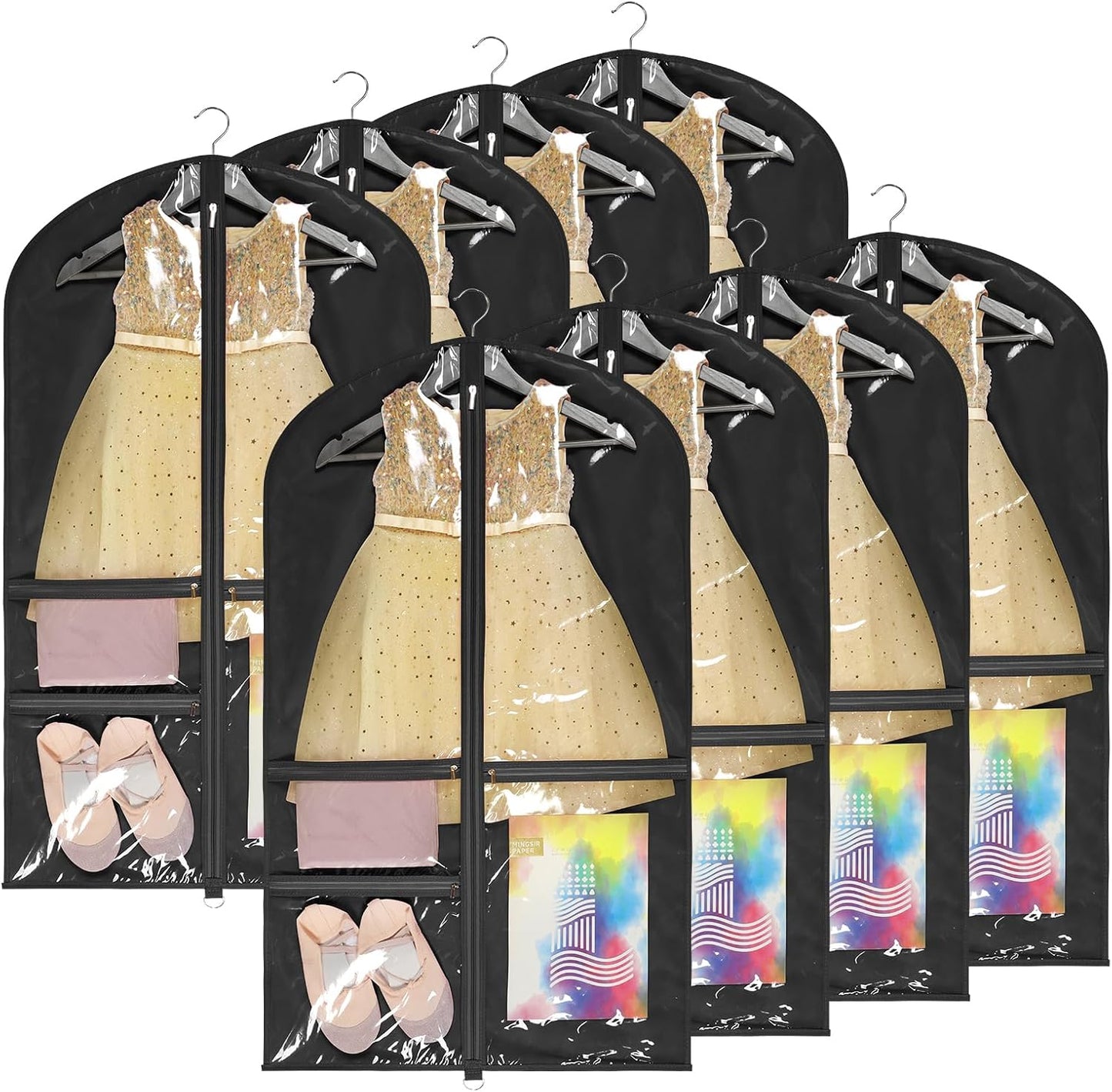 Bolsa ropa baile niños 40" con 3 bolsillos transparentes
