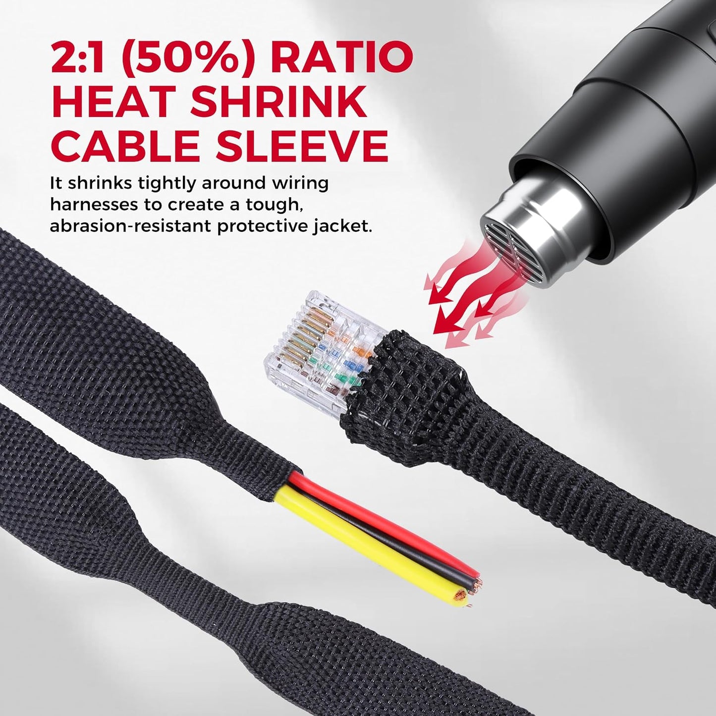 Funda trenzada termorretráctil 2en1 para cable 40pies