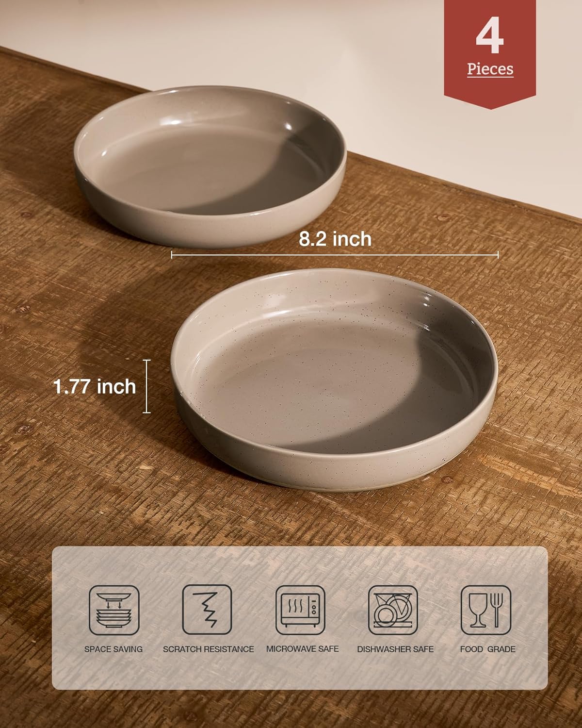 Set 4 Cuencos Pasta 33oz para Ensalada Marrón Canela