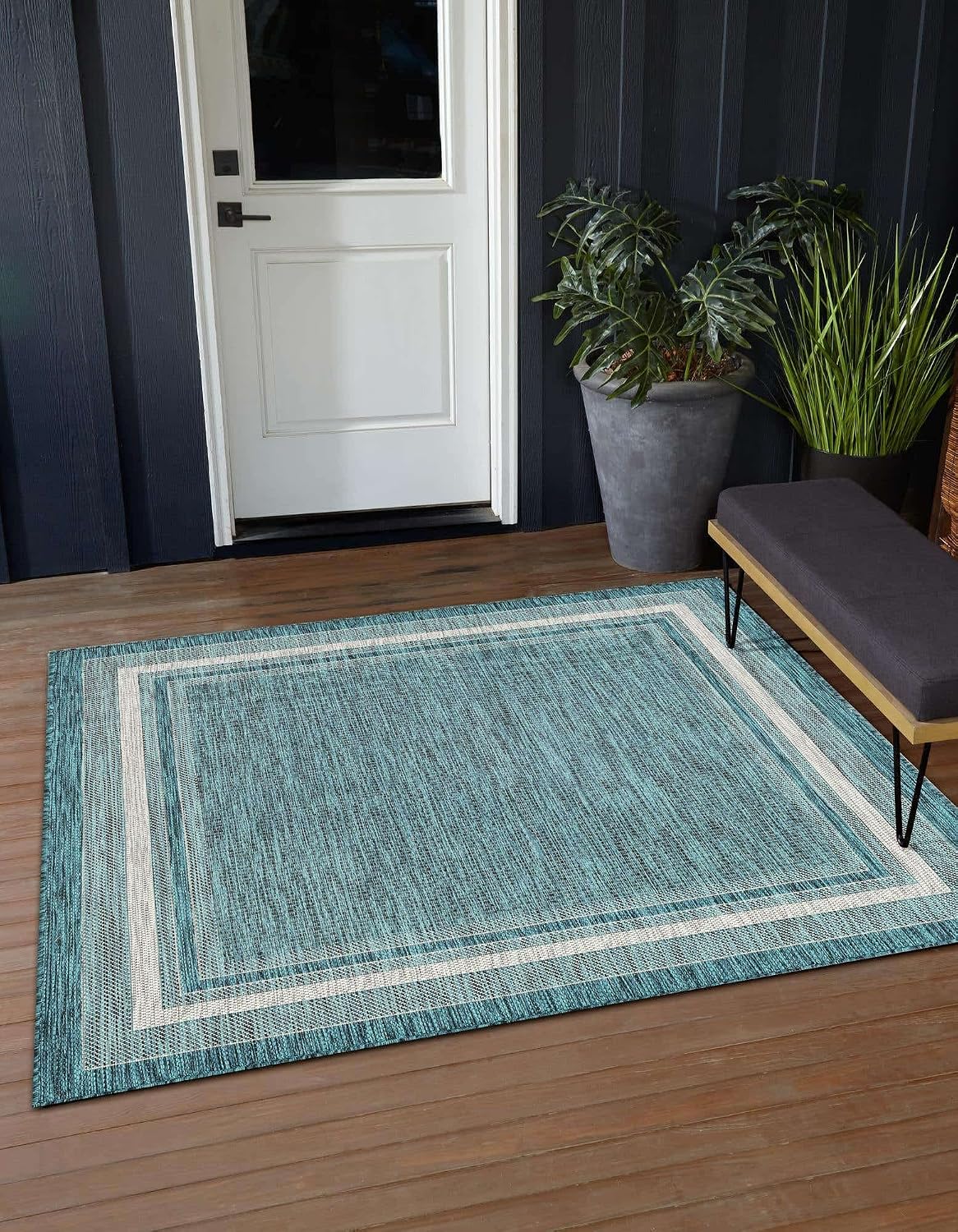 Alfombra cuadrada 5ft1pulg borde suave verde marfil
