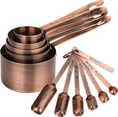 Set 12 Pzas Tazas y Cucharas Medidoras Acero Inox