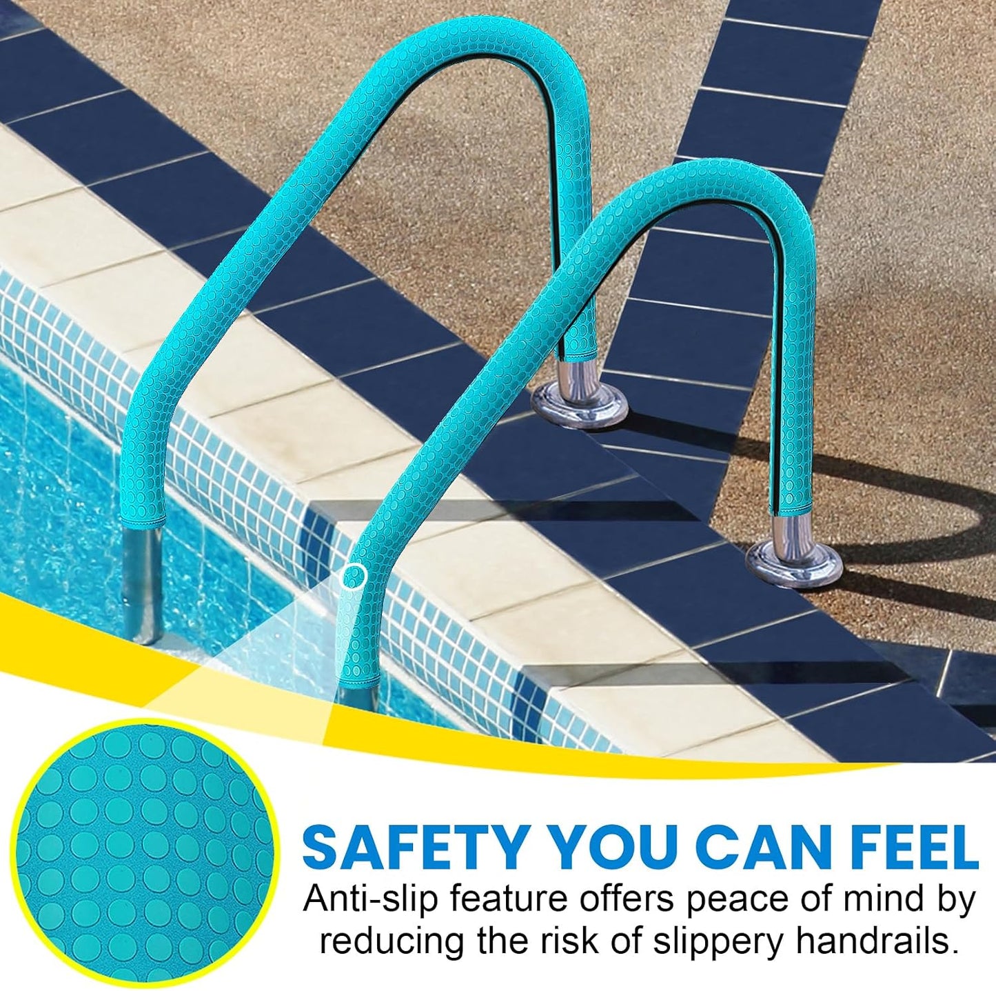 Funda neopreno pasamanos piscina 4ft antiderrap color cian