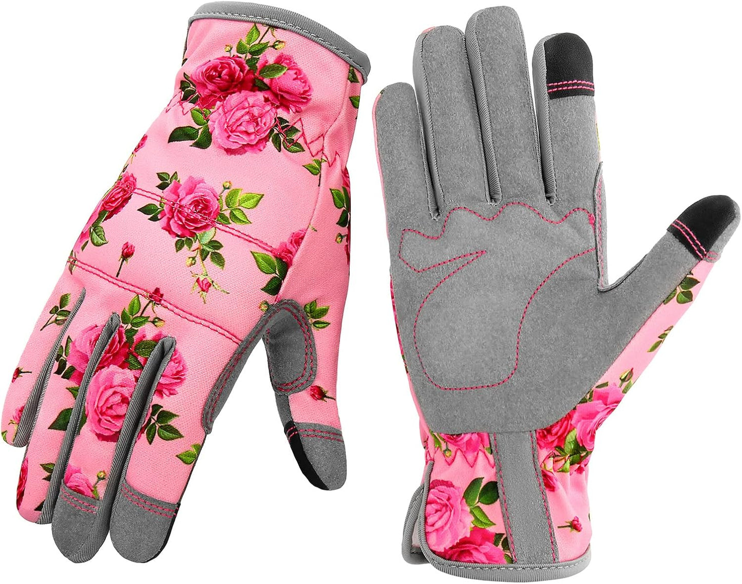 Guantes cuero jardinería mujer flexibles transpirables talla S rosa