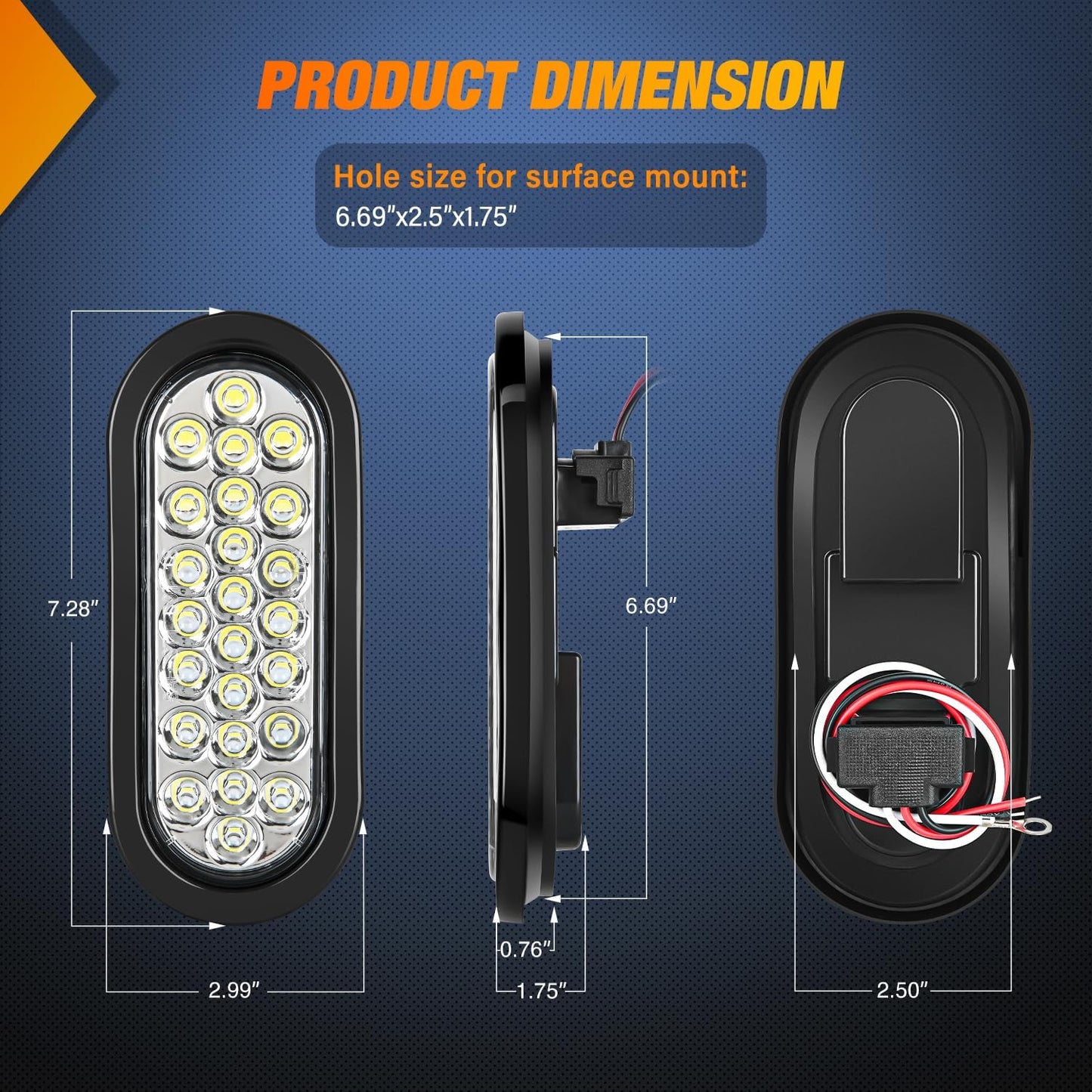 2 Luces LED 15cm Ovaladas para Luz Trasera Camión 12V IP67