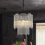 Lámpara colgante cristal negro 5 luces 2 niveles