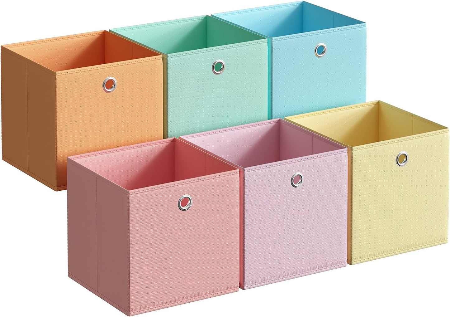 6 Pzas Cubos Almacenamiento 11.8x11.8" Arcoíris Plegables