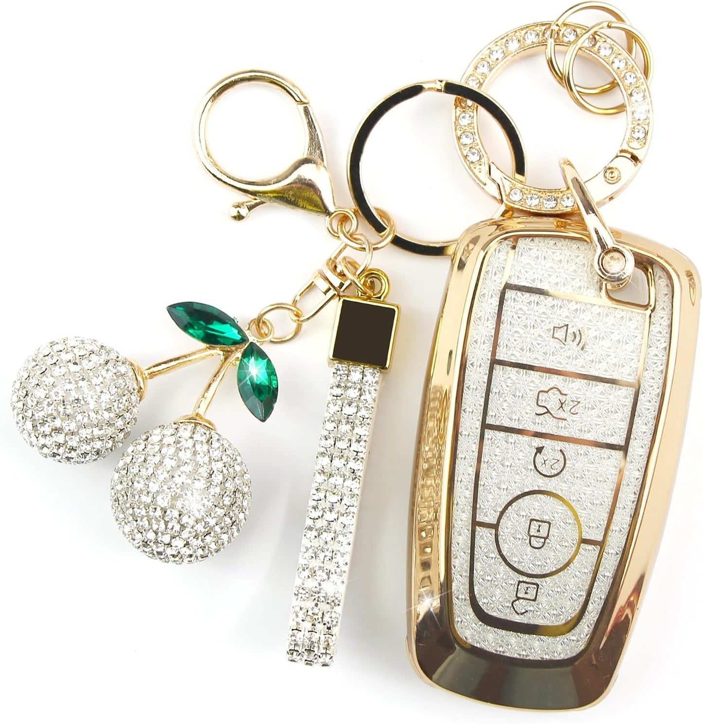 Funda llavero TPU brillante Ford 5 botones Blanco