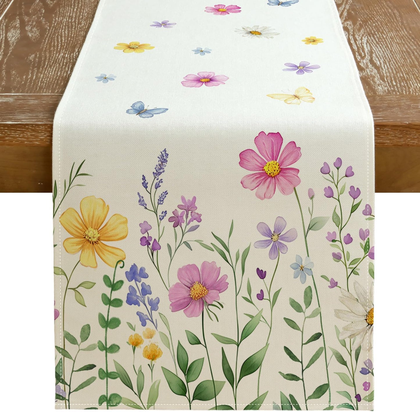 Camino mesa acuarela margaritas 13x36pulg decoración cocina comedor