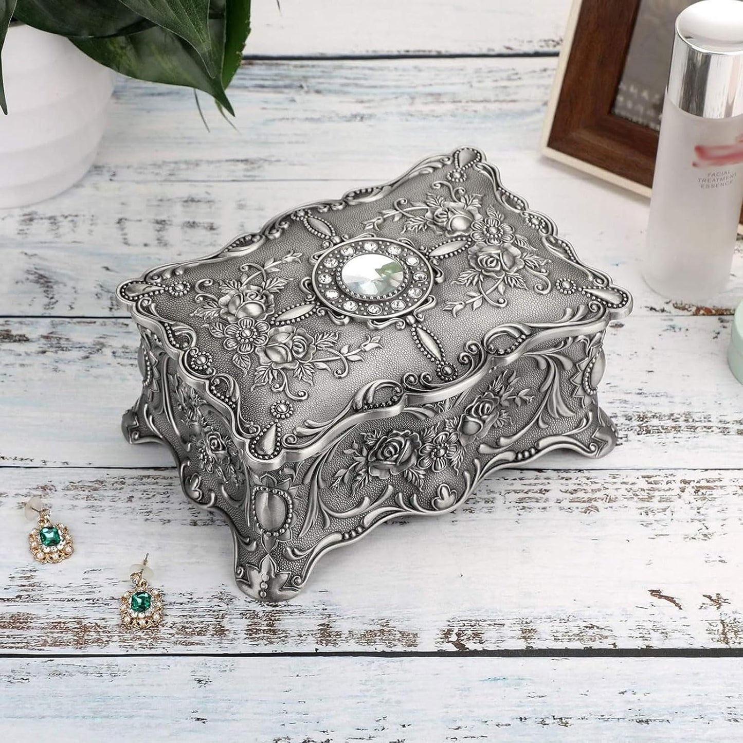Caja joyas vintage esmaltada 7x5x3"