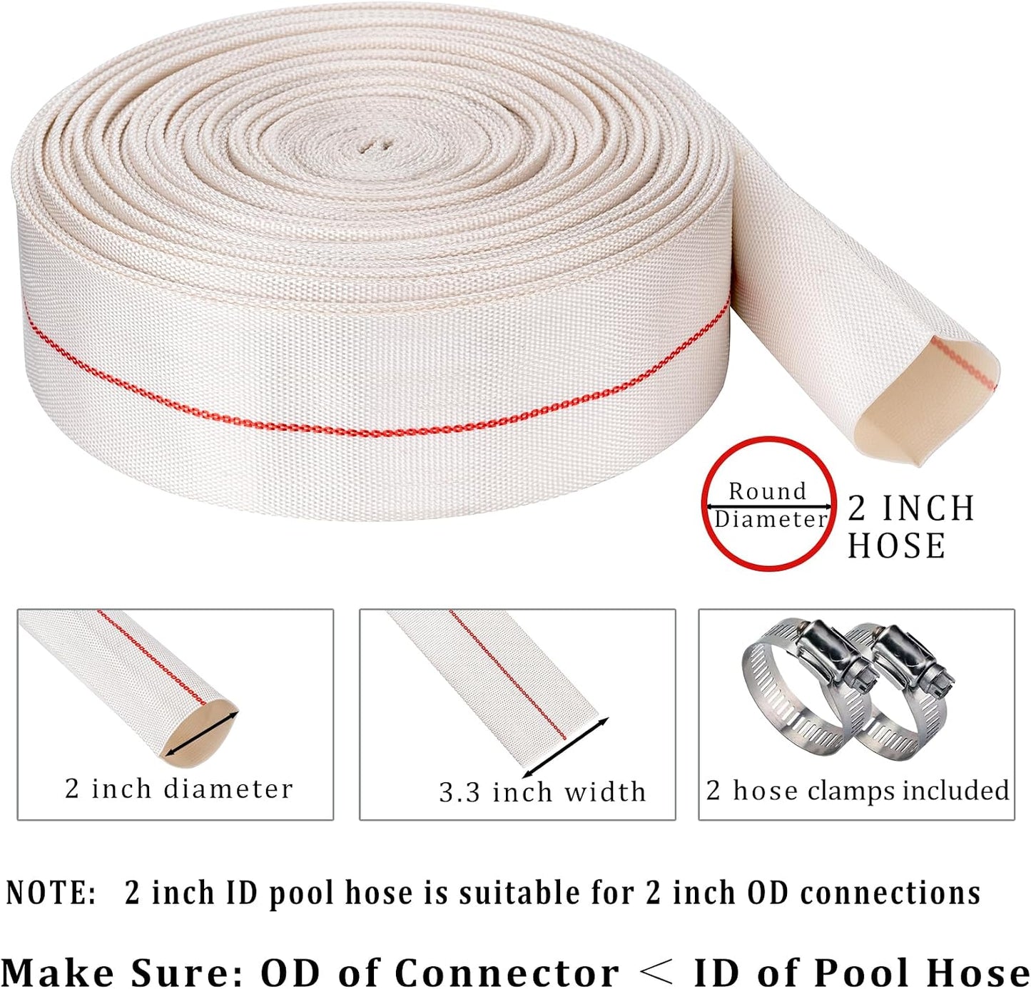 Manguera PVC 2" 100ft para drenaje piscina con grapas