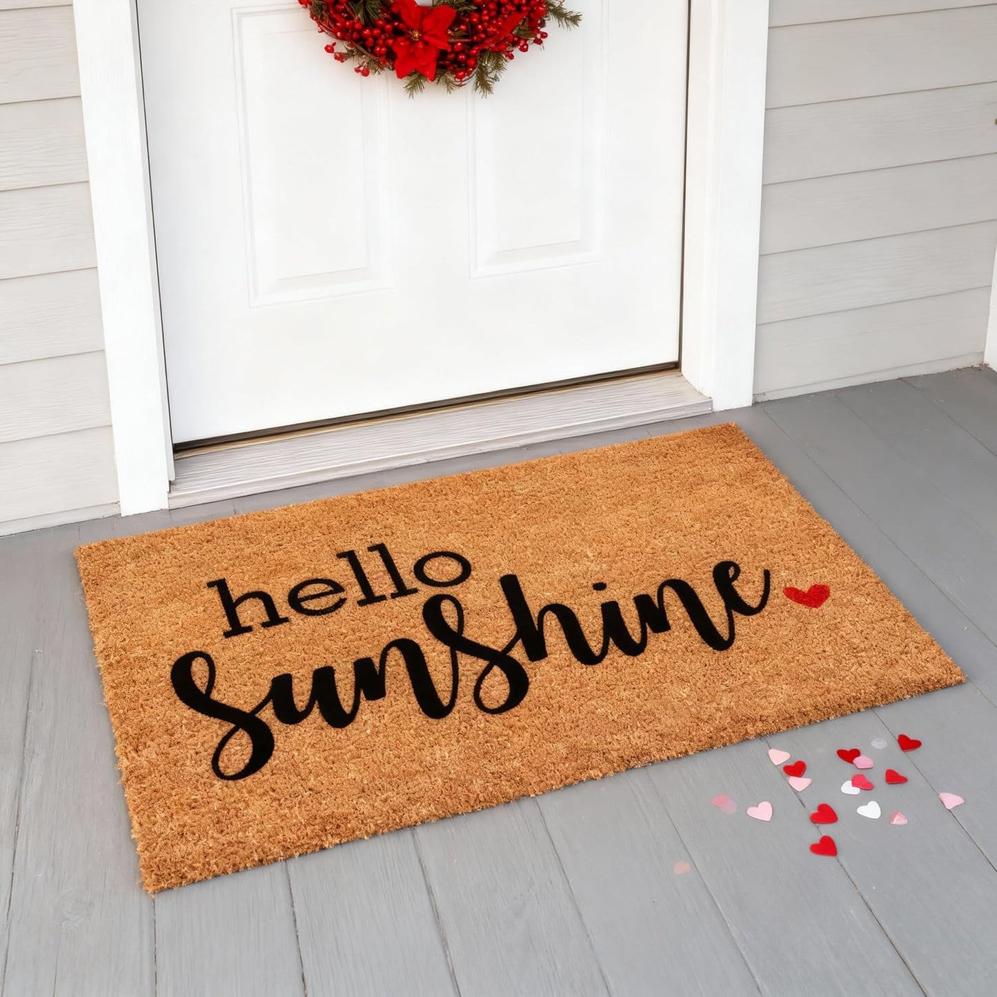 Felpudo Hello Sunshine 17x29pulg bronceado/negro