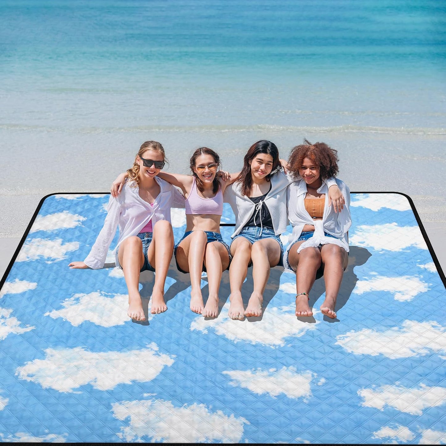 Manta playa 79x79pulg 3 capas impermeable plegable