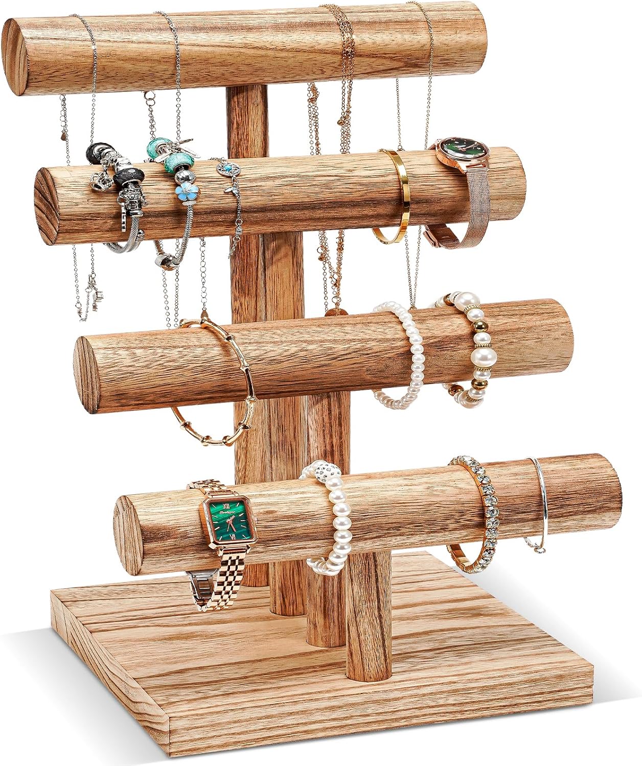 Soporte madera para pulseras y relojes con barra T