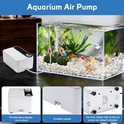 Bomba aire acuario silenciosa 2.3-8 W burbujeador ajustable