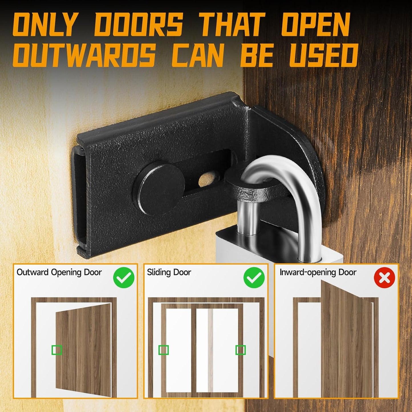 Cerradura puerta corredera acero inox 90 grados negro