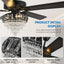 Ventilador techo cristal luces control remoto 52pulg