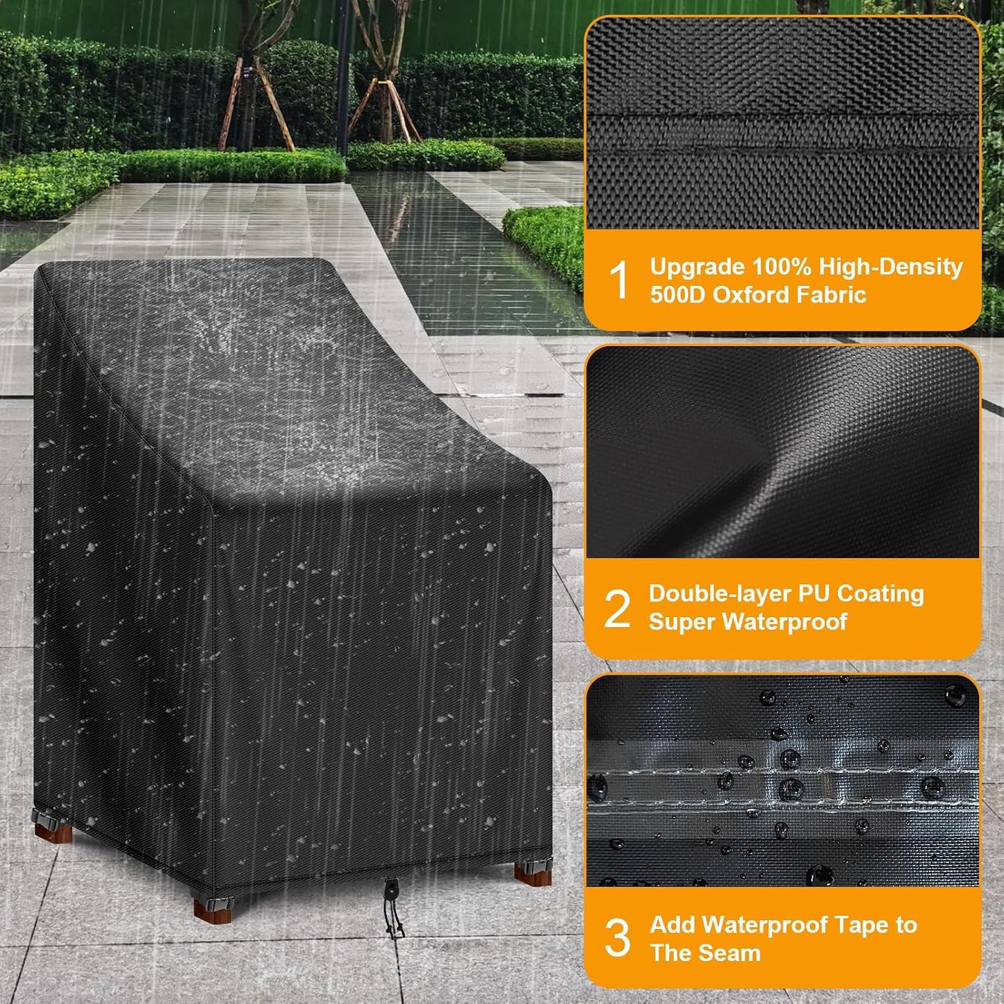 Fundas sillas patio impermeables UV 25.5x25.5x47pulg