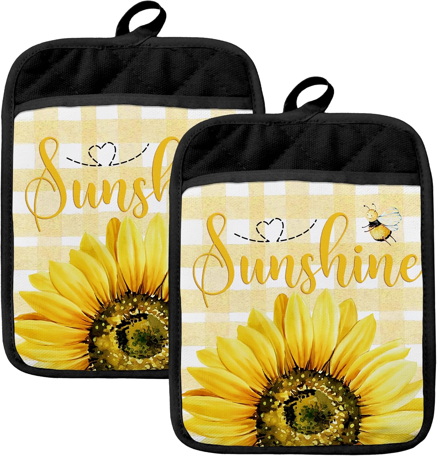Guantes horno girasol amarillo cuadros florales mujer
