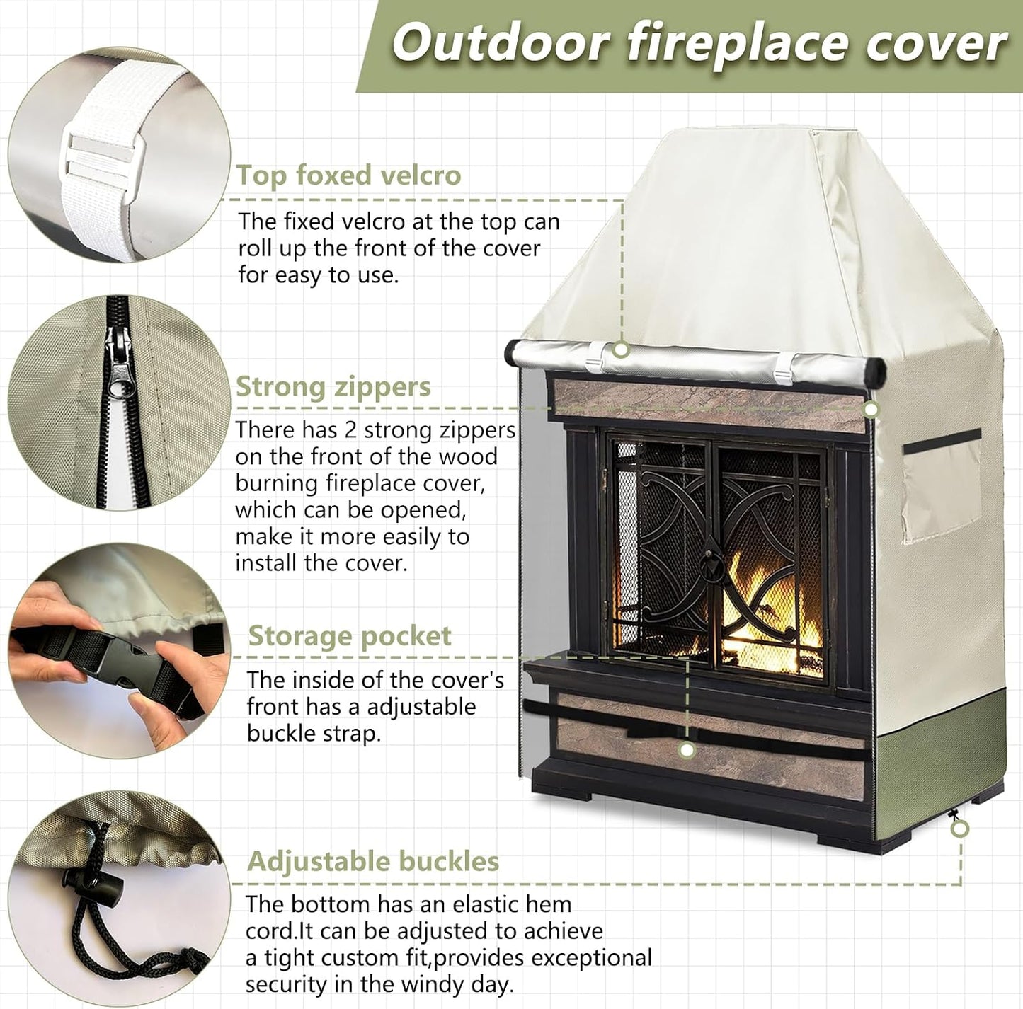 Cubierta chimenea exterior 600D Oxford 36x24x57"