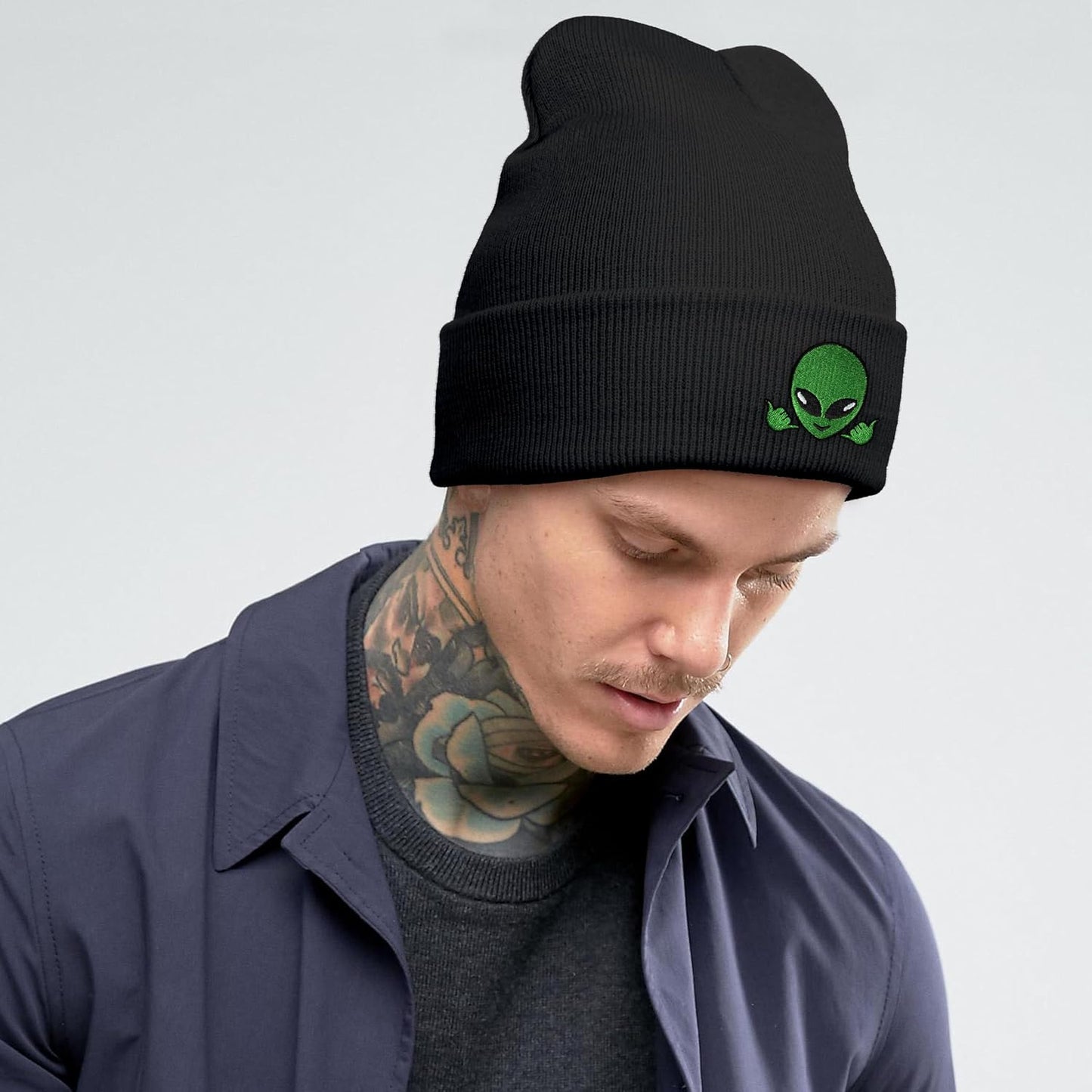Gorro invierno tejido alienígenas negro