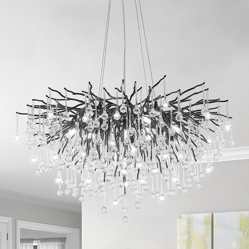 Candelabros modernos de cristal negro 31.5pulg para comedor