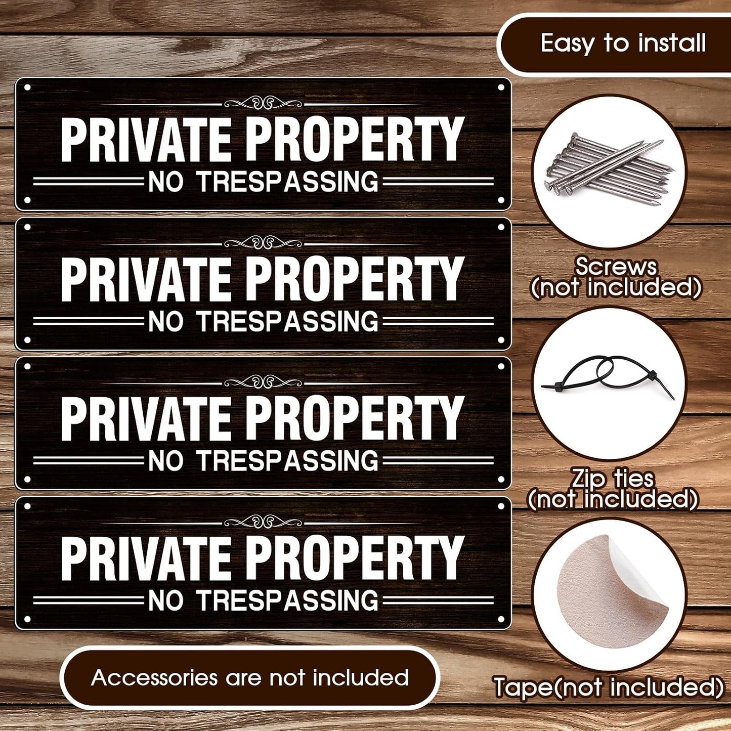 8 Letreros Propiedad Privada 12x3" Aluminio Resistentes UV