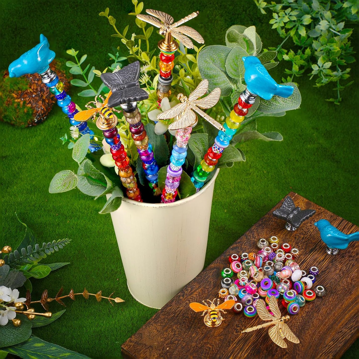 236 Pzas Estaca Jardín DIY Varas Hadas 12 Tapones Cristal
