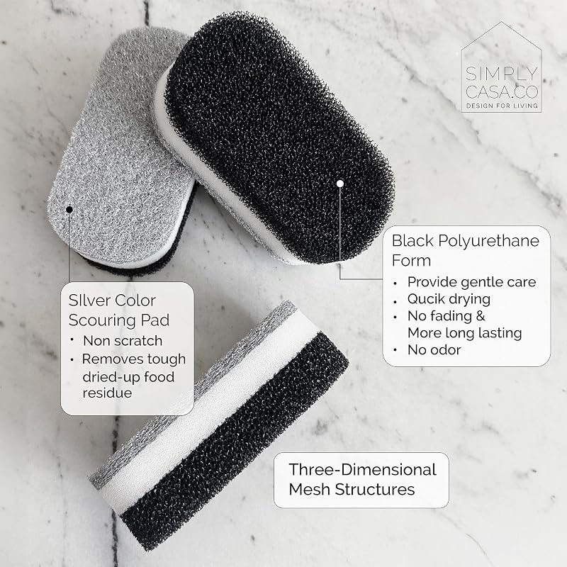 Esponjas cocina pack 6 antiarañazos reutilizables blanco y negro