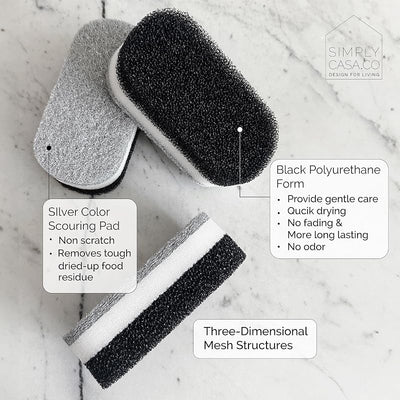 Esponjas cocina pack 6 antiarañazos reutilizables blanco y negro