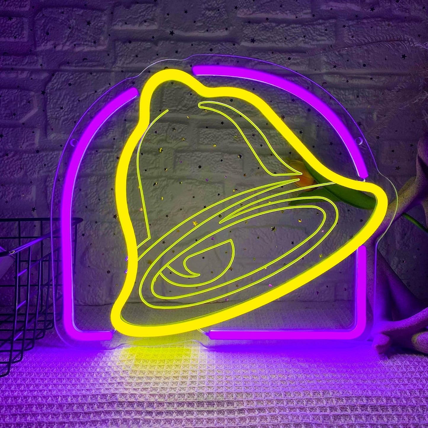 Luz neón forma campana decoración mexicana USB cocina bar