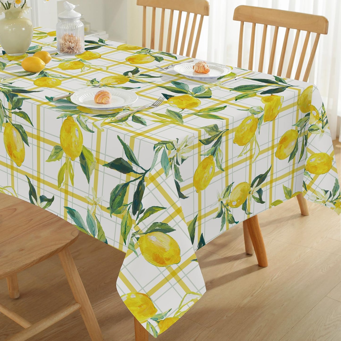 Mantel cuadros búfalo amarillo 52x70pulg resistente agua