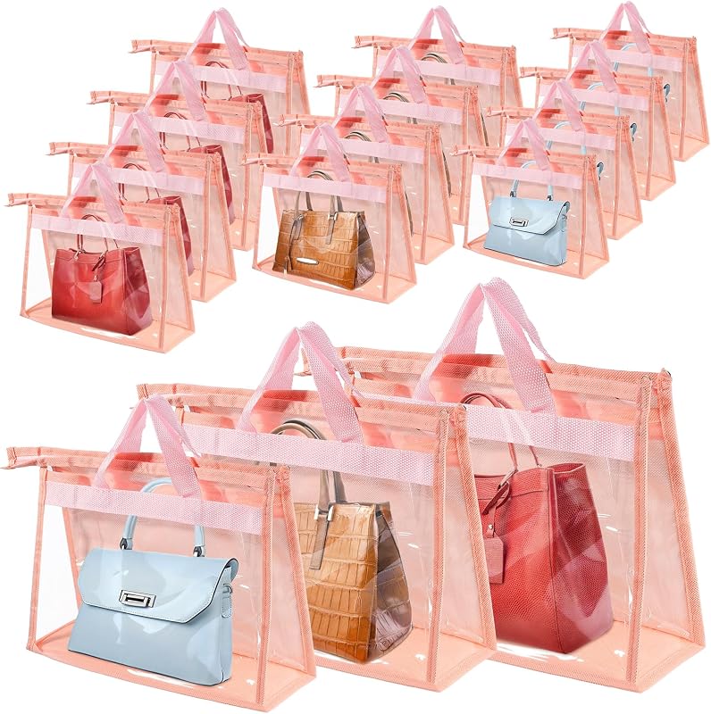 15 Bolsas Antipolvo para Bolsos Rosa con Asa 3 Tamaños