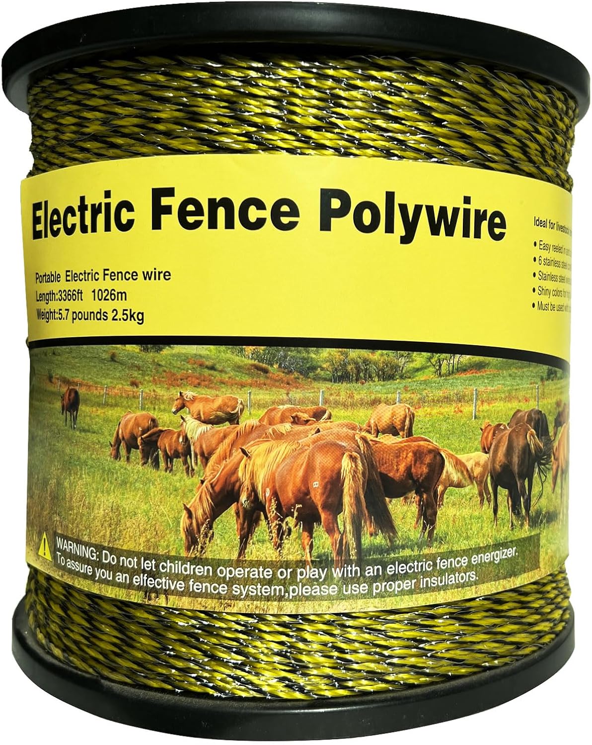 Valla eléctrica alambre polietileno 1/8" 6 hebras acero inox