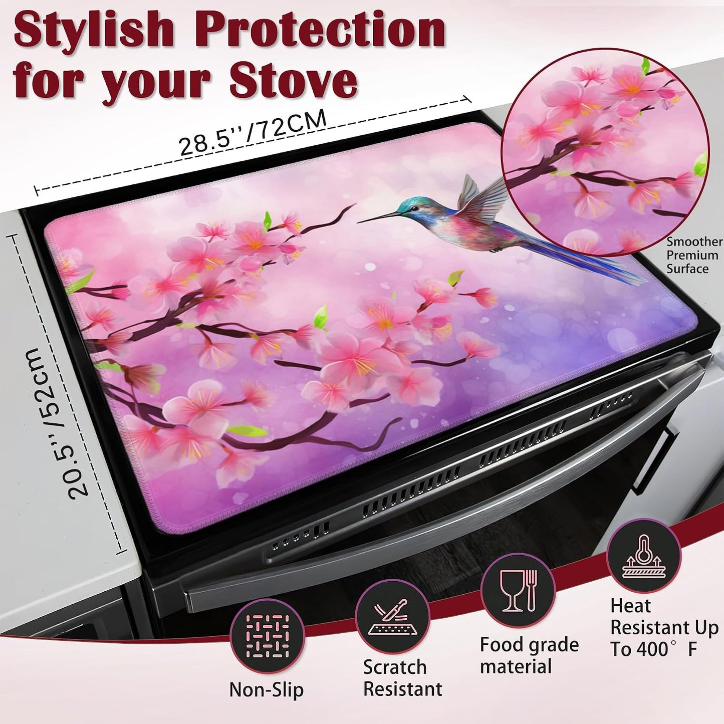 Protector estufa eléctrica vidrio flor cerezo resistente