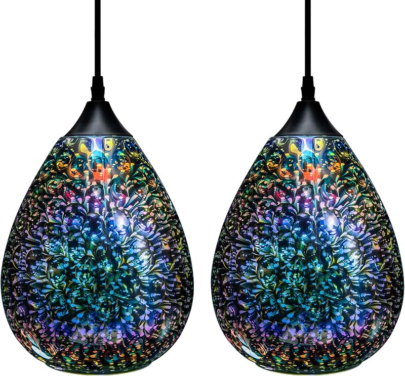 Luces colgantes 3D isla cocina pack 2 cristal transparente