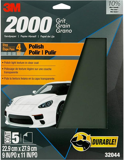 Papel lija 2000 9x11pulg 5hojas