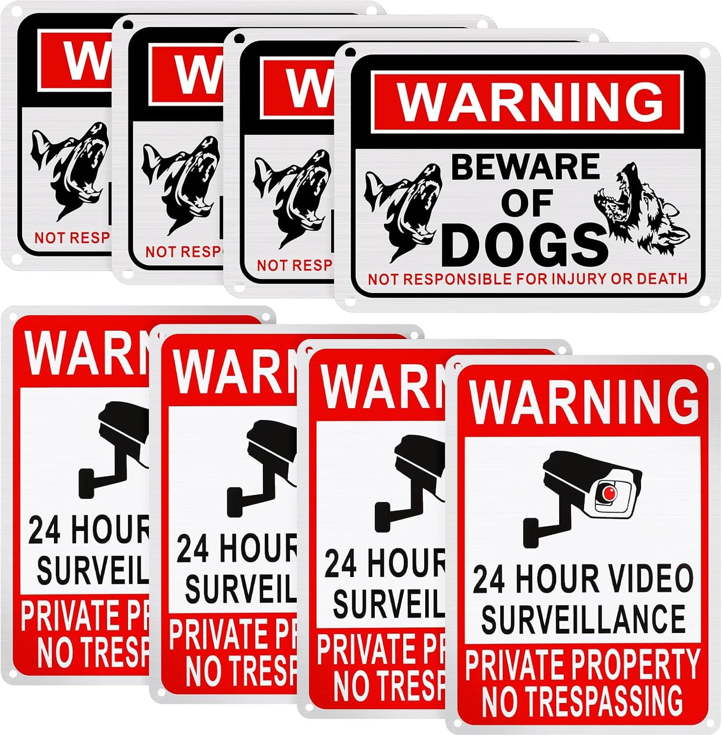 8 Letreros No Trespassing aluminio 7x10" exterior