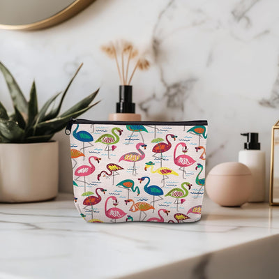 Bolsa maquillaje con cremallera impreso flamenco