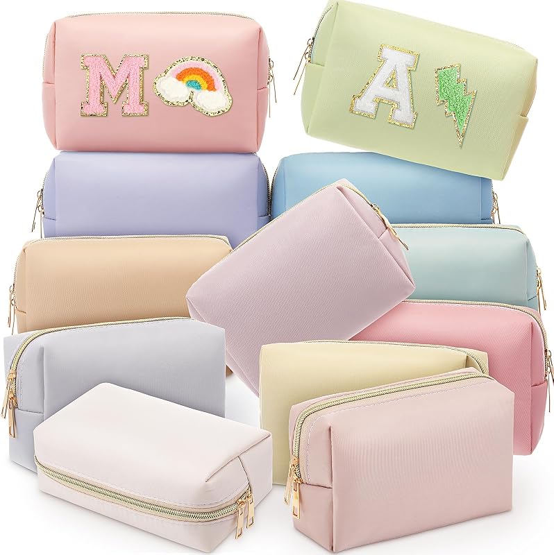 12 bolsas nailon cosméticos con cremallera impermeable
